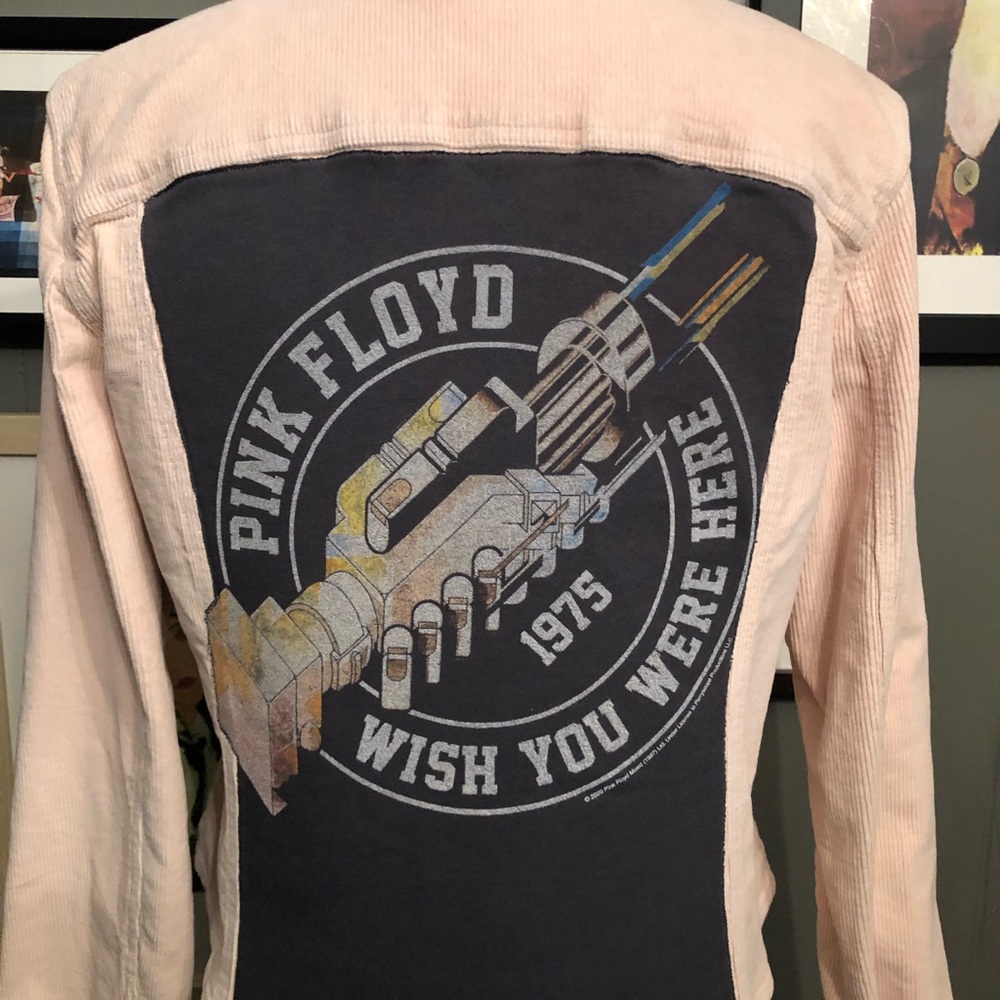 Pink Floyd Up-Cycled Pink Corduroy Graphic Jacket Women’s Size Large